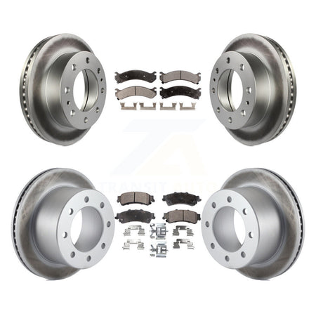 Front Rear Coated Disc Brake Rotors And Ceramic Pads Kit For 2001 GMC Sierra 3500 KGT-100603