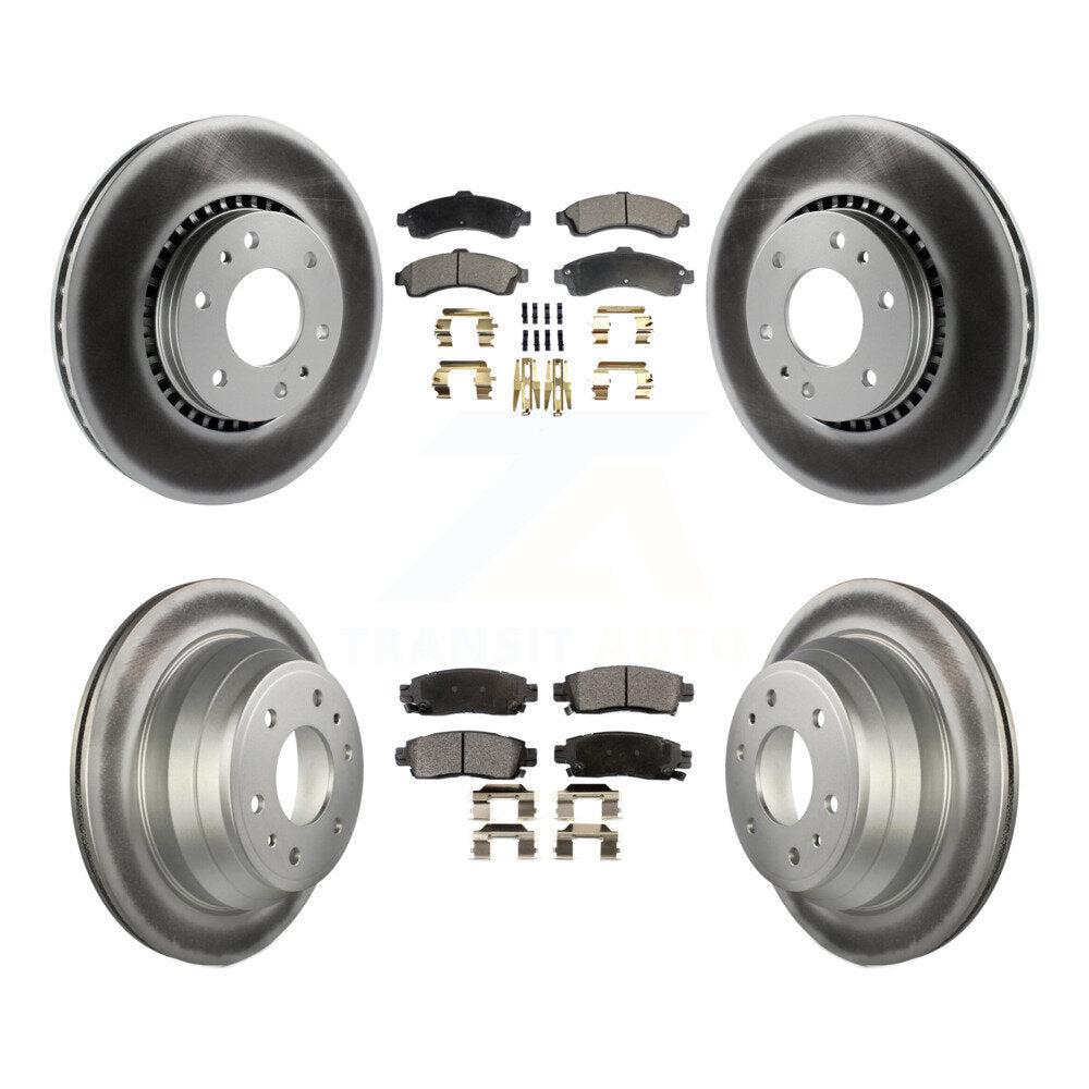 Front Rear Coated Brake Rotors Ceramic Pad Kit For Chevrolet GMC Trailblazer Envoy XL EXT KGT-100606