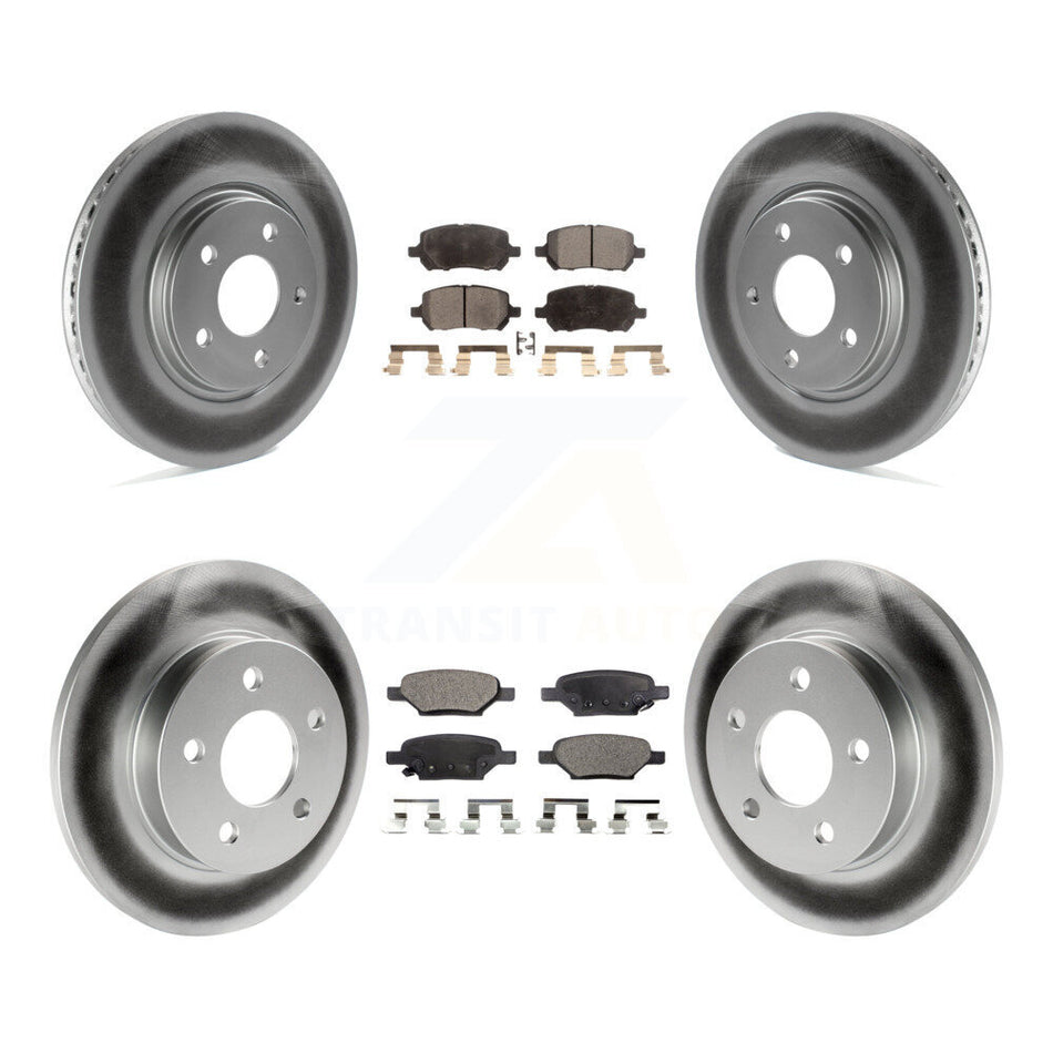 Front Rear Coated Brake Rotor & Ceramic Pad Kit For 2010 Pontiac G5 With Disc Brakes KGT-100611