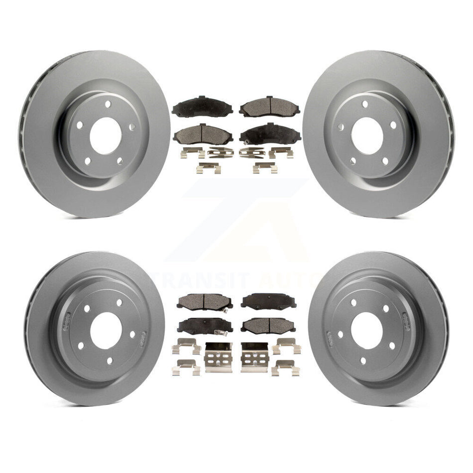 Front Rear Coated Disc Brake Rotors & Ceramic Pad Kit For Chevrolet Corvette Cadillac XLR KGT-100615