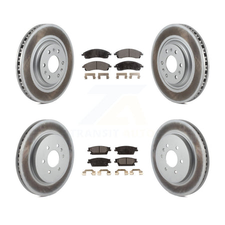 Front Rear Coated Disc Brake Rotors And Ceramic Pads Kit For Cadillac SRX KGT-100617
