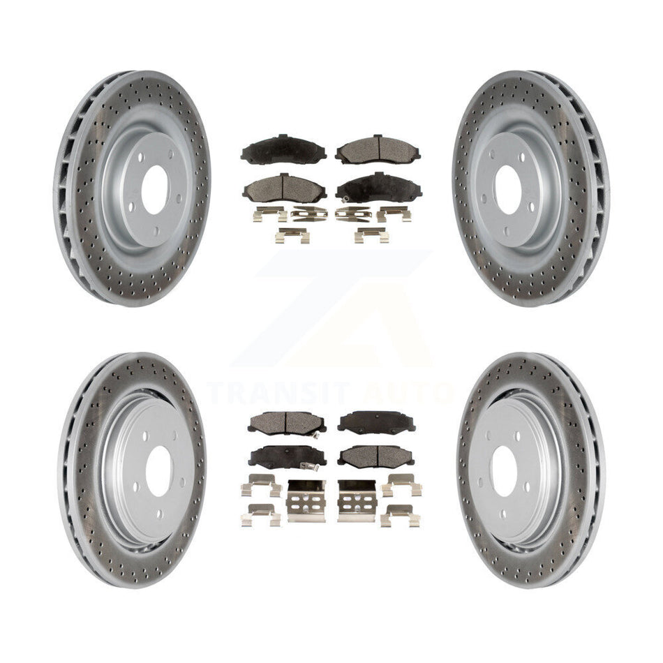 Front Rear Coated Disc Brake Rotors & Ceramic Pad Kit For Chevrolet Corvette Cadillac XLR KGT-100626