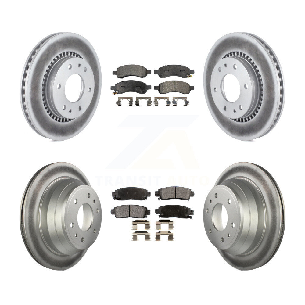 Front Rear Coated Brake Rotor & Ceramic Pad Kit For Chevrolet Trailblazer GMC Envoy Buick KGT-100628