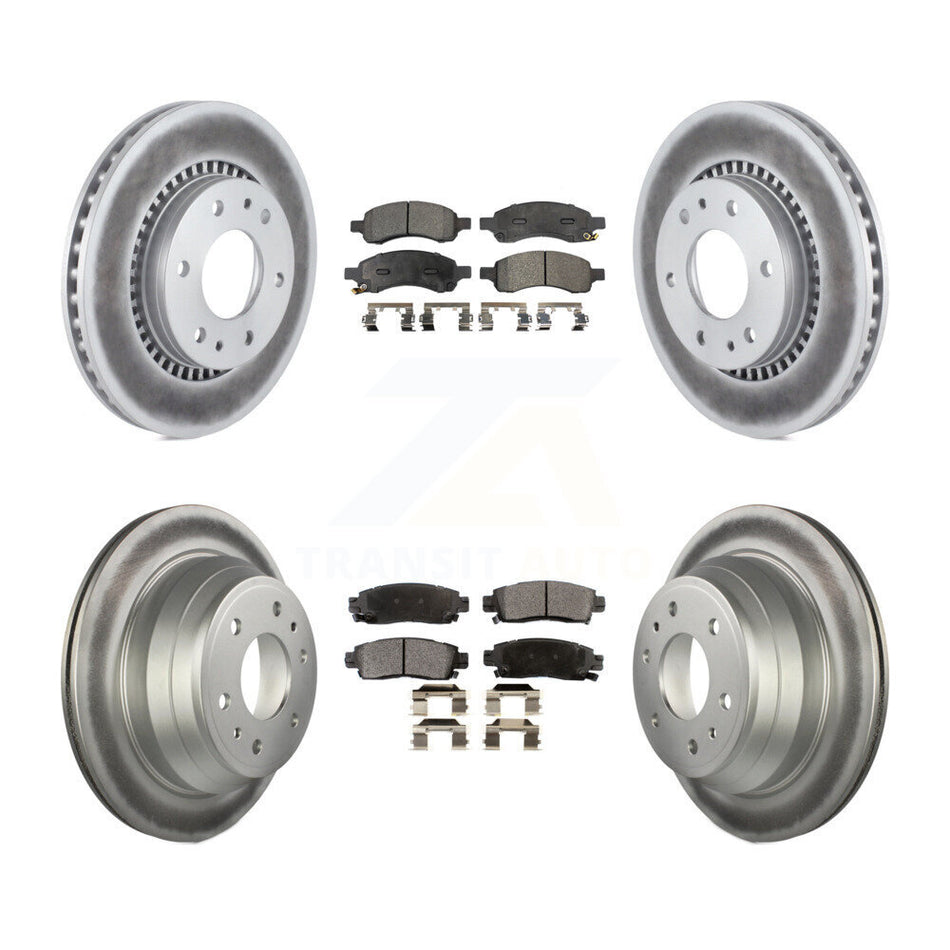 Front Rear Coated Brake Rotor & Ceramic Pad Kit For Chevrolet Trailblazer GMC Envoy Buick KGT-100628