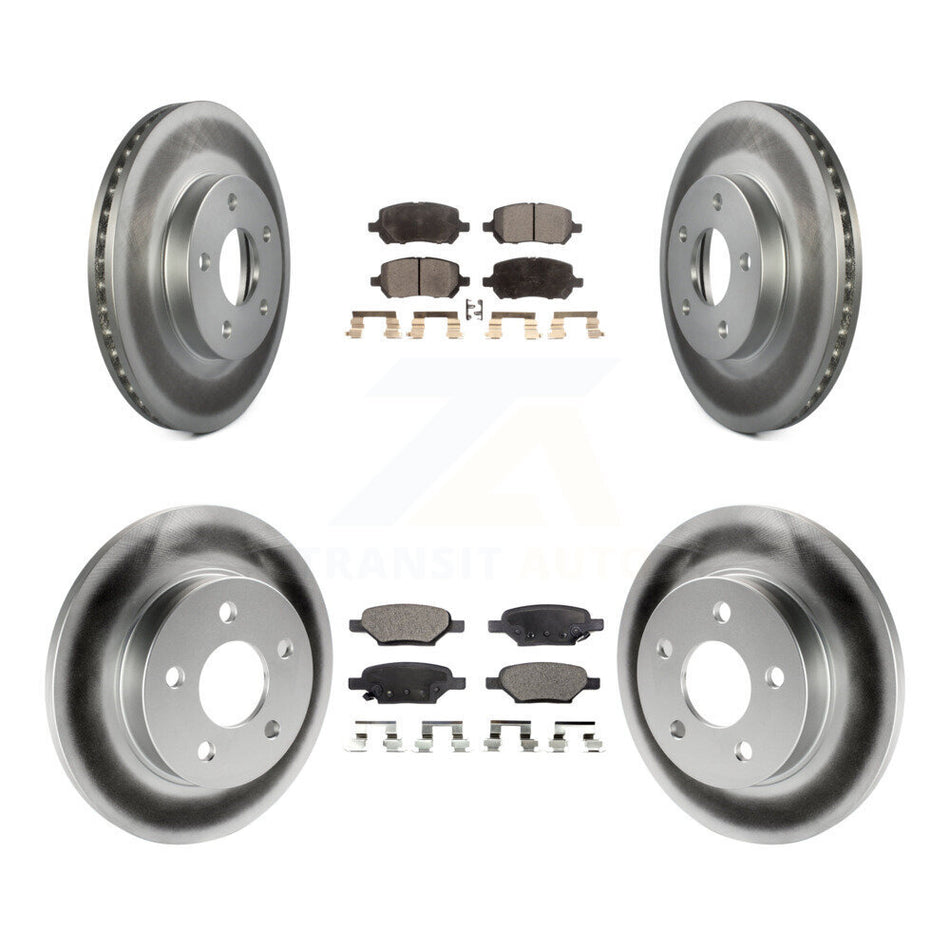 Front Rear Coated Disc Brake Rotors And Ceramic Pads Kit For Pontiac G5 KGT-100635
