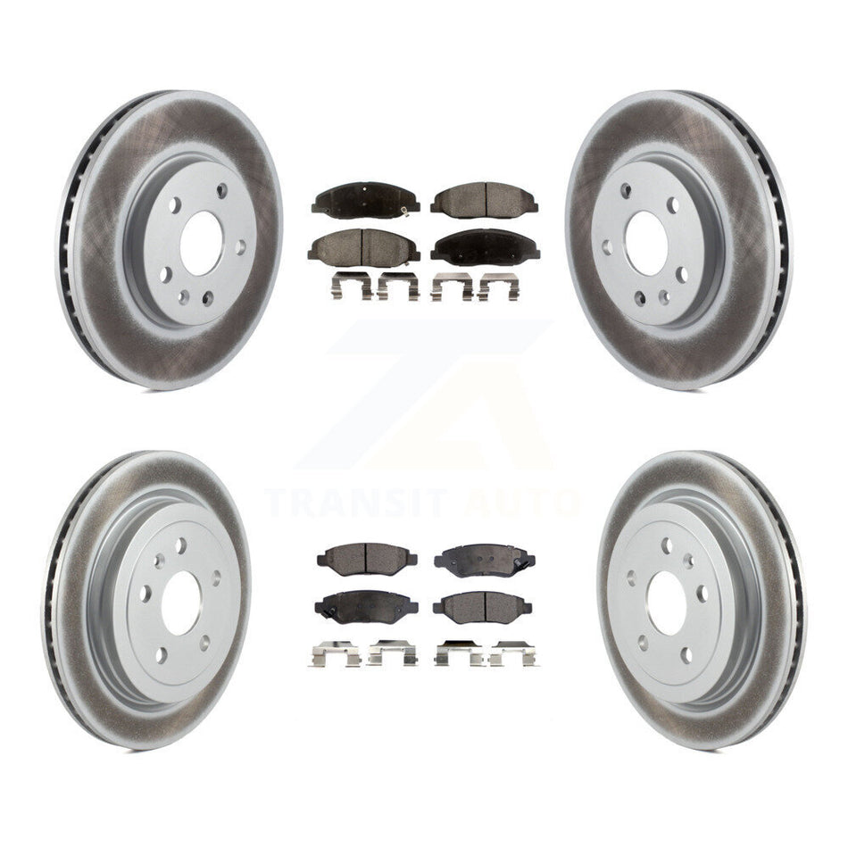 Front Rear Coated Brake Rotors Ceramic Pad Kit For Cadillac CTS Without Heavy Duty Brakes KGT-100640