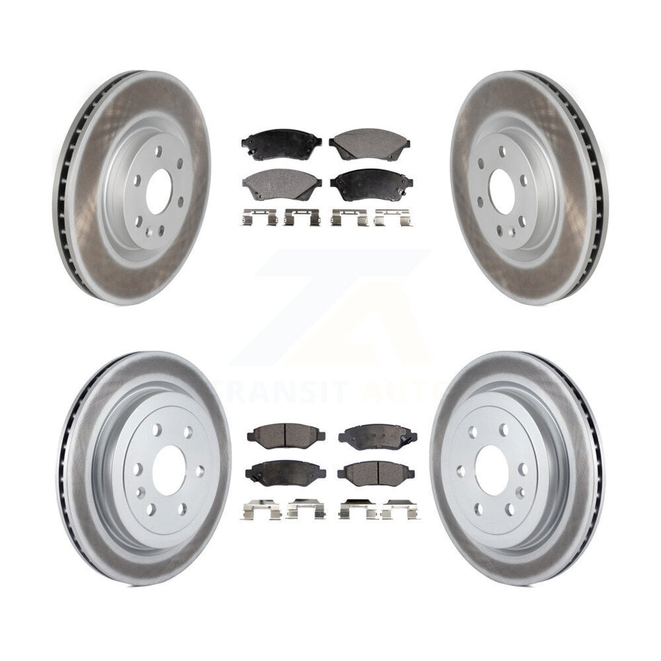 Front Rear Coated Disc Brake Rotors And Ceramic Pads Kit For Cadillac SRX Saab 9-4X KGT-100646