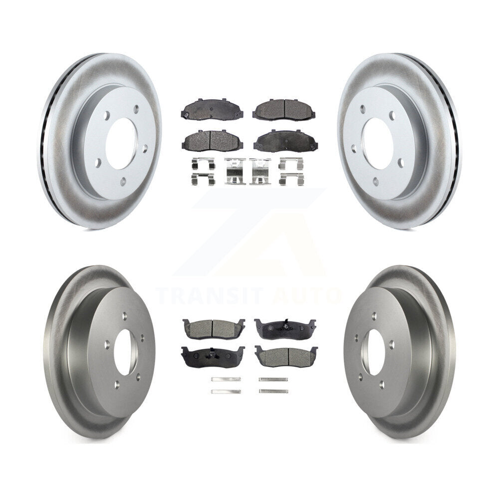 Front Rear Coated Disc Brake Rotors And Ceramic Pads Kit For Ford F-150 Heritage 4WD KGT-100663