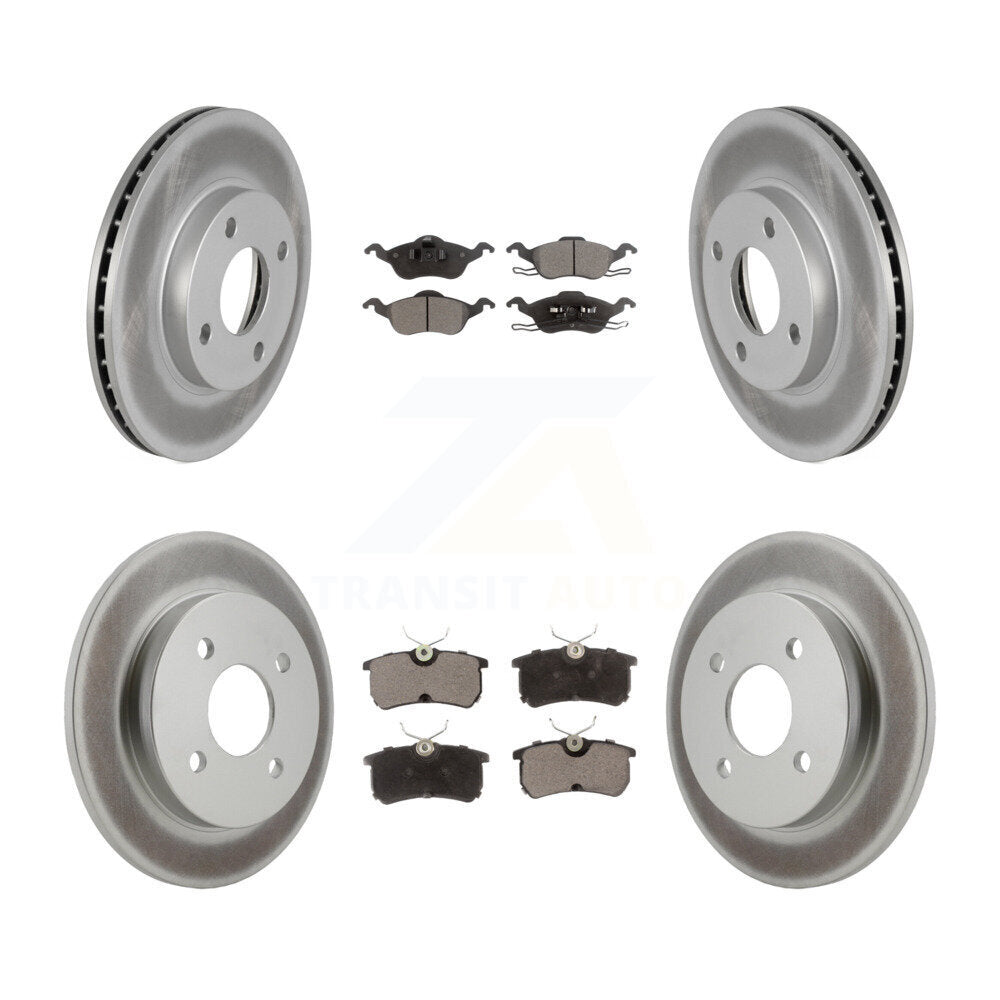 Front Rear Coated Disc Brake Rotors And Ceramic Pads Kit For Ford Focus KGT-100667