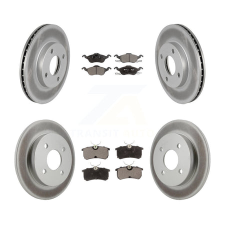 Front Rear Coated Disc Brake Rotors And Ceramic Pads Kit For Ford Focus KGT-100667