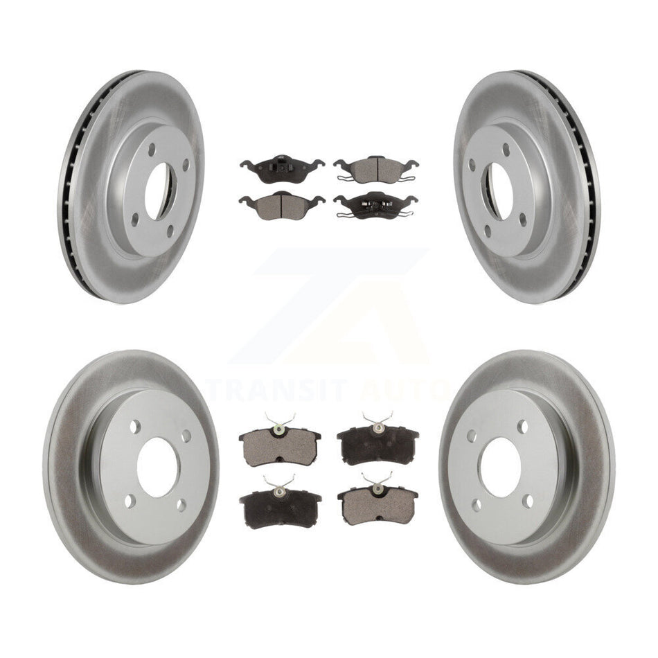 Front Rear Coated Disc Brake Rotors And Ceramic Pads Kit For Ford Focus KGT-100667