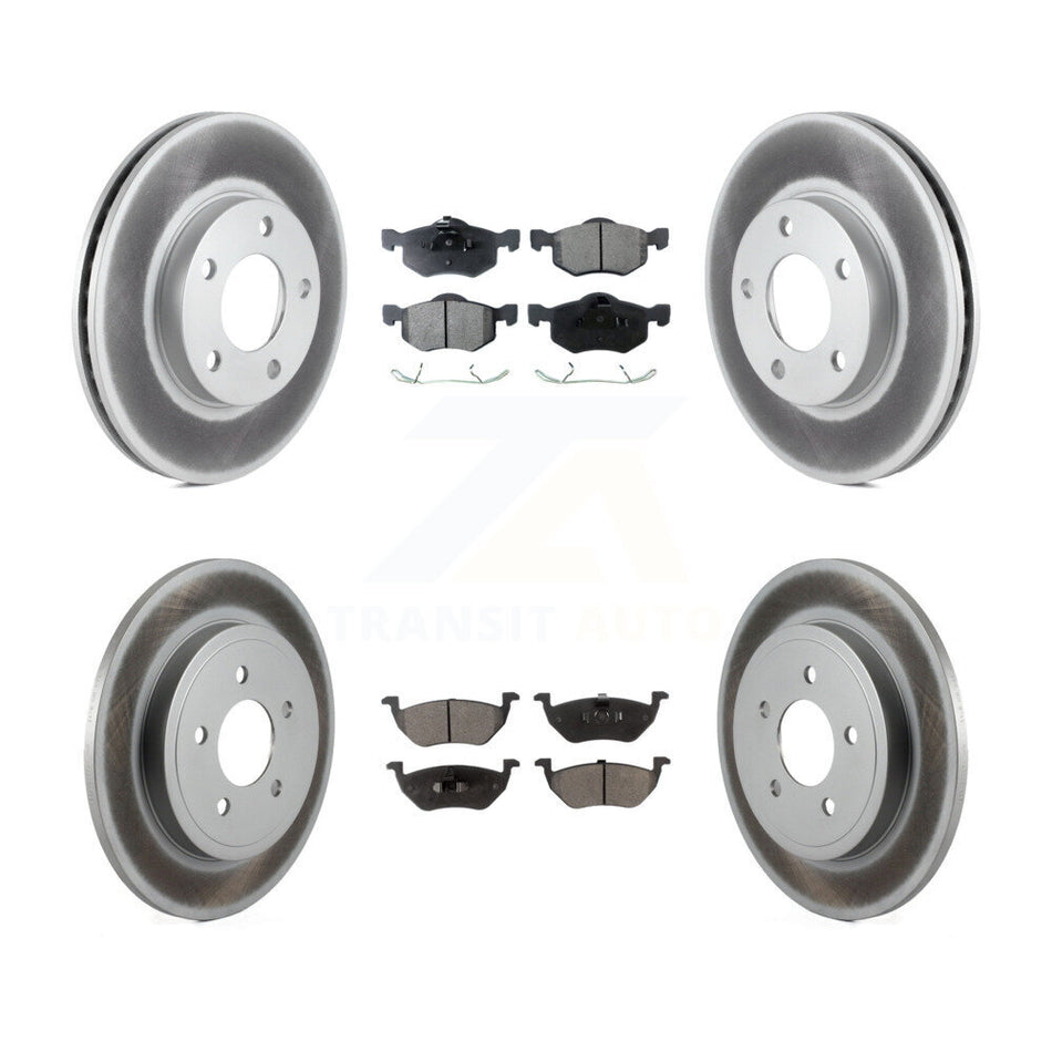 Front Rear Coated Disc Brake Rotors And Ceramic Pads Kit For 2005-2006 Mazda Tribute 2.3L KGT-100670