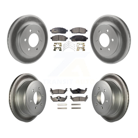 Front Rear Coated Disc Brake Rotor And Ceramic Pad Kit For Ford F-150 Lincoln Mark LT 4WD KGT-100678