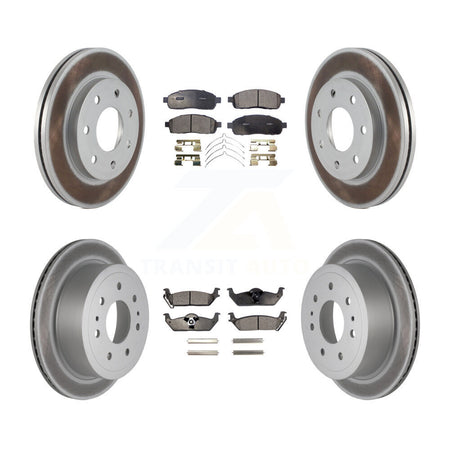 Front Rear Coated Disc Brake Rotor And Ceramic Pad Kit For Ford F-150 Lincoln Mark LT 4WD KGT-100679