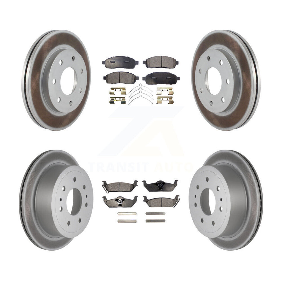 Front Rear Coated Disc Brake Rotor And Ceramic Pad Kit For Ford F-150 Lincoln Mark LT 4WD KGT-100679