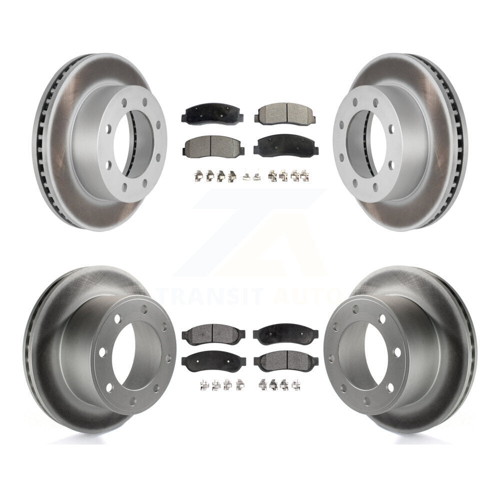 Front Rear Coat Disc Brake Rotors Ceramic Pad Kit For 2008-2009 Ford F-250 Super Duty 4WD KGT-100684