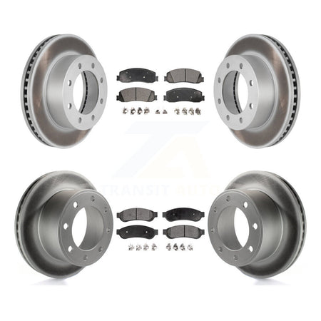 Front Rear Coated Disc Brake Rotors & Ceramic Pad Kit For Ford F-350 Super Duty F-250 4WD KGT-100686