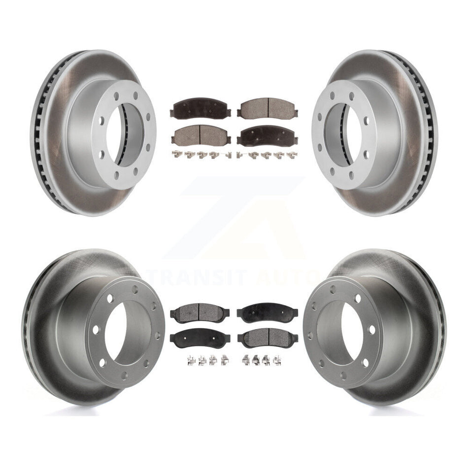 Front Rear Coated Disc Brake Rotors & Ceramic Pad Kit For Ford F-250 Super Duty F-350 4WD KGT-100687