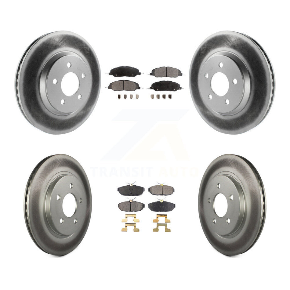 Front Rear Coated Disc Brake Rotors And Ceramic Pads Kit For Ford Mustang KGT-100694