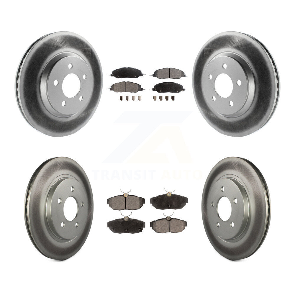 Front Rear Coated Disc Brake Rotors And Ceramic Pads Kit For Ford Mustang KGT-100695