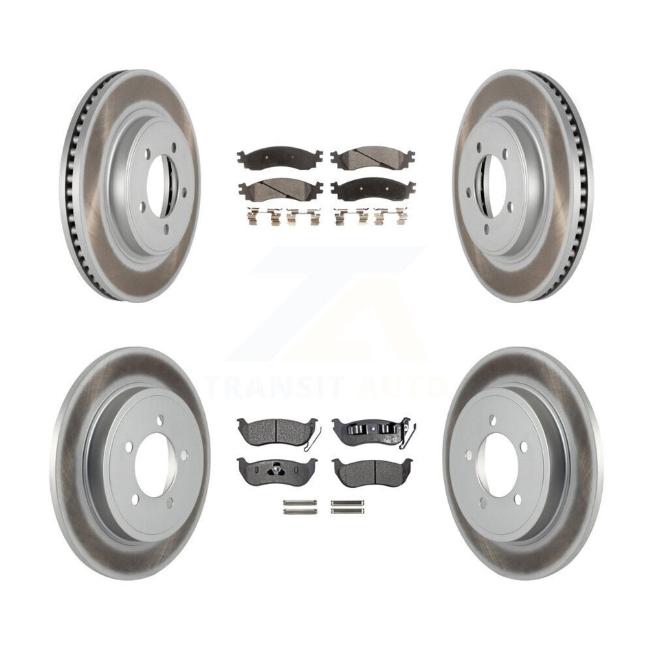 Front Rear Coated Disc Brake Rotor & Ceramic Pad Kit For Ford Explorer Sport Trac Mercury KGT-100697