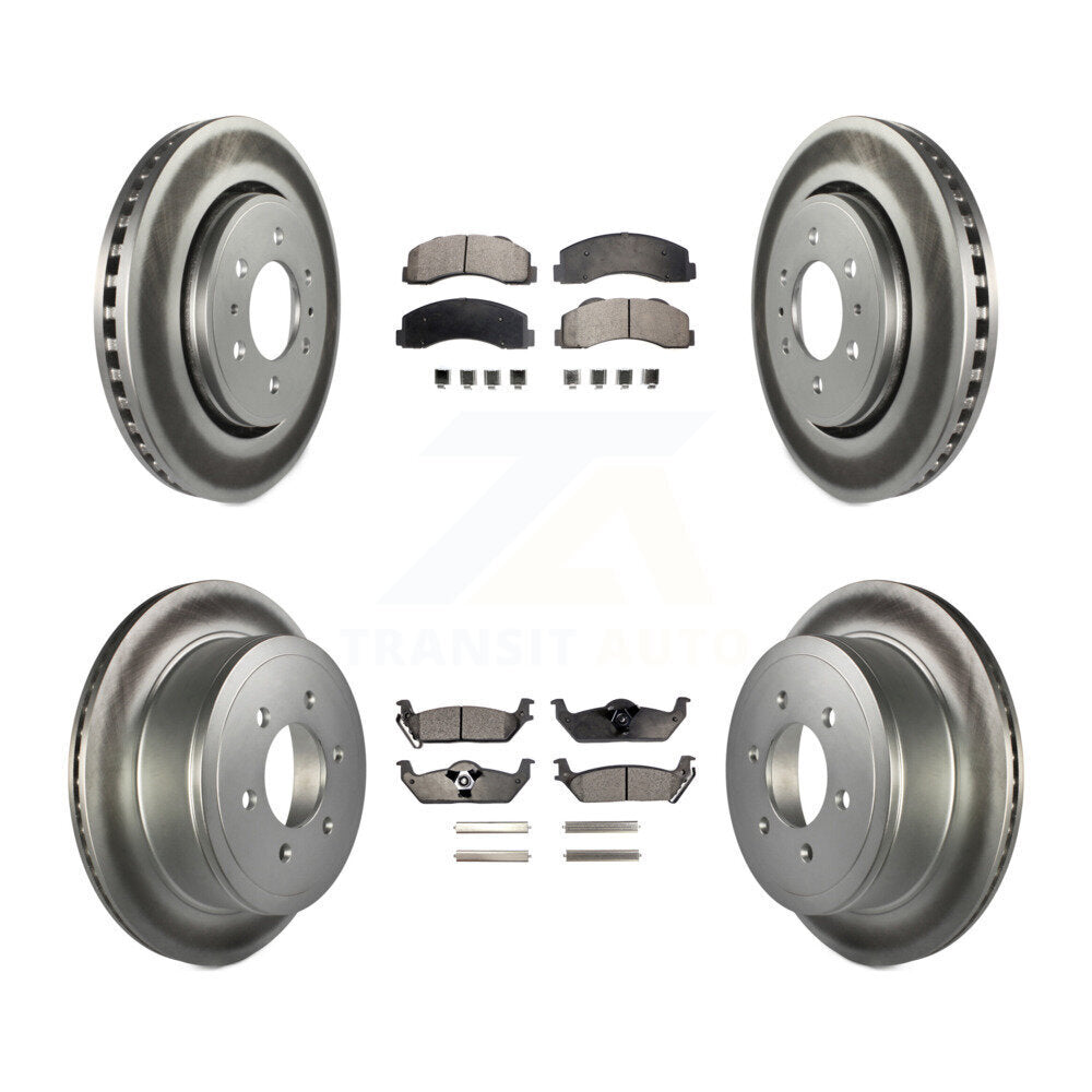 Front Rear Coated Brake Rotors Ceramic Pad Kit For 2010-2011 Ford F-150 With 6 Lug Wheels KGT-100702