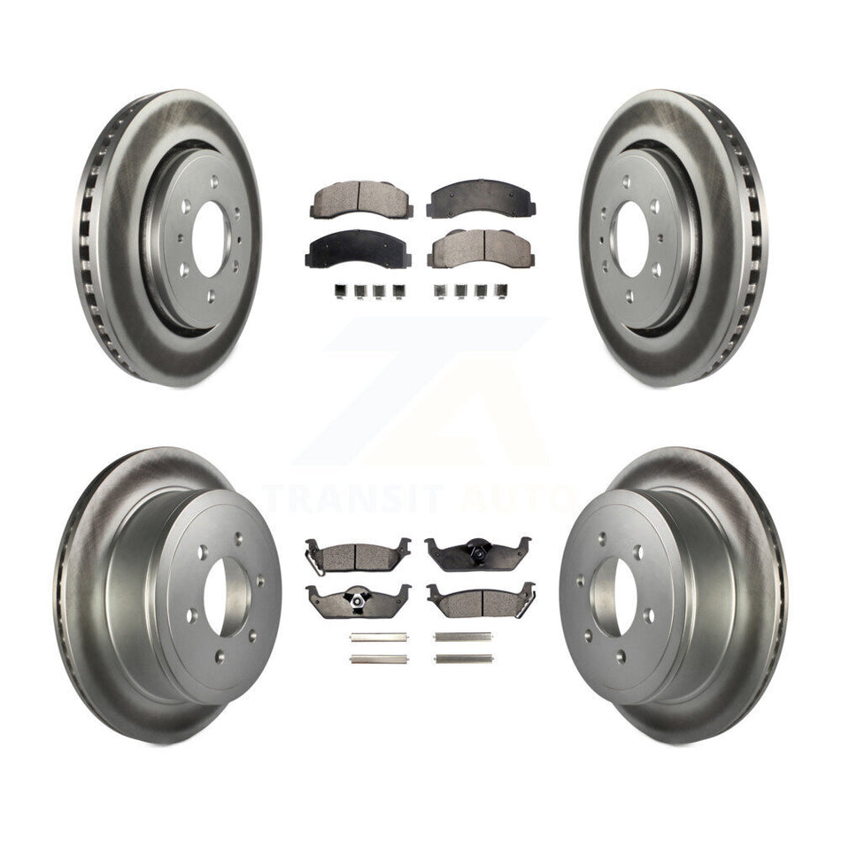 Front Rear Coated Brake Rotors Ceramic Pad Kit For 2010-2011 Ford F-150 With 6 Lug Wheels KGT-100702