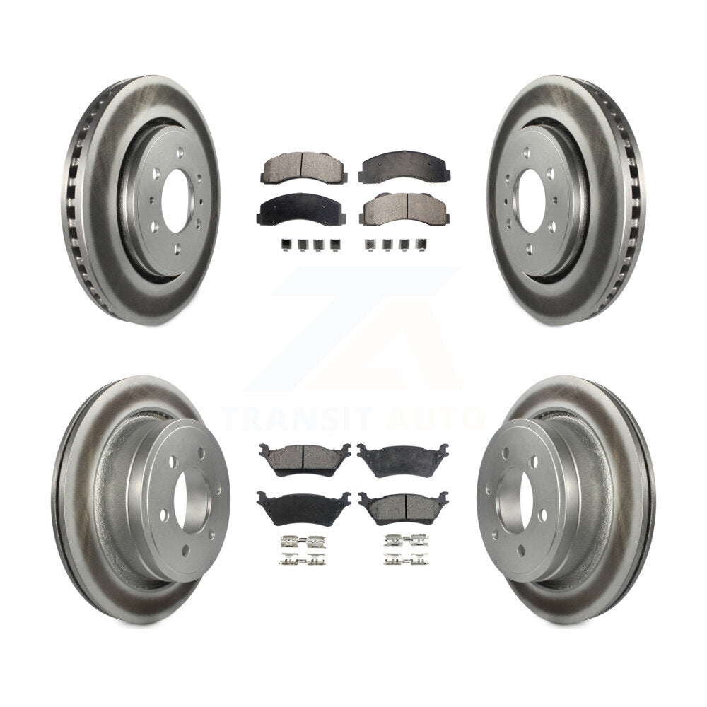 Front Rear Coated Disc Brake Rotors And Ceramic Pads Kit For Ford F-150 KGT-100704