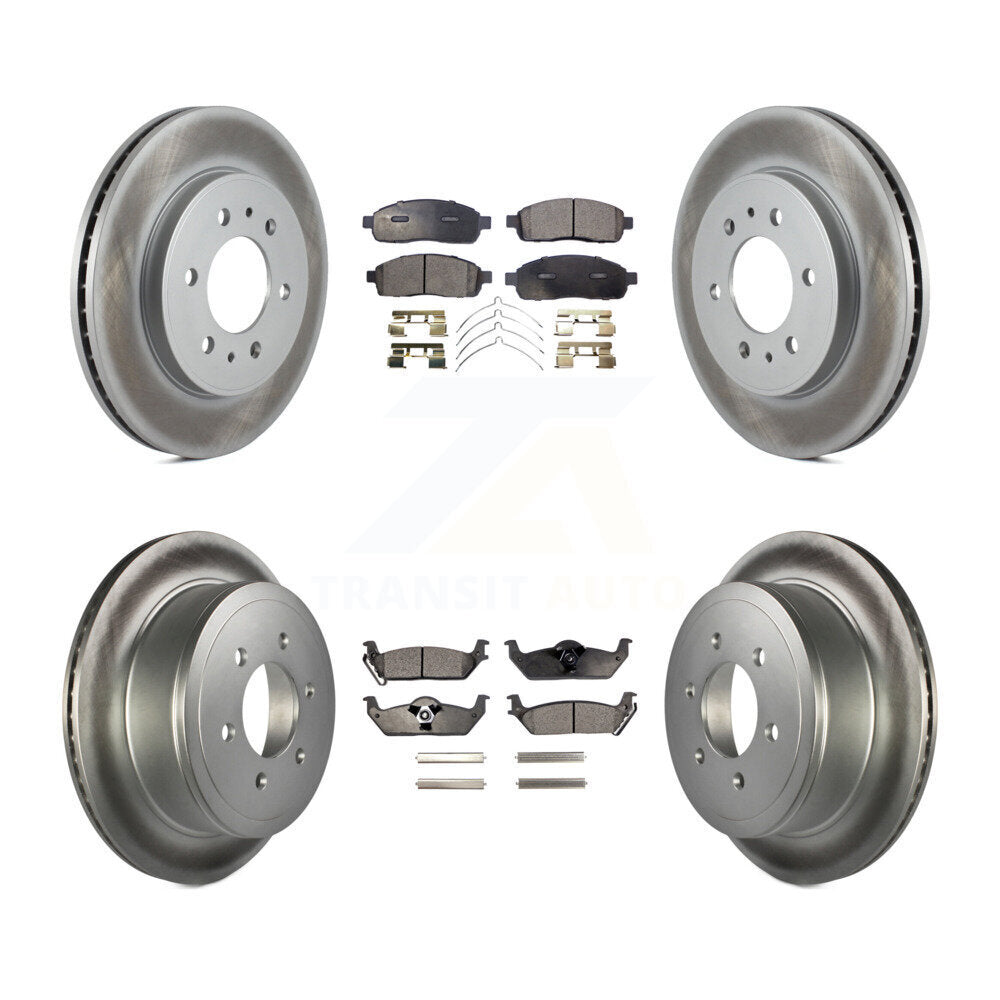Front Rear Coated Disc Brake Rotors Ceramic Pad Kit For 2009 Ford F-150 With 6 Lug Wheels KGT-100710