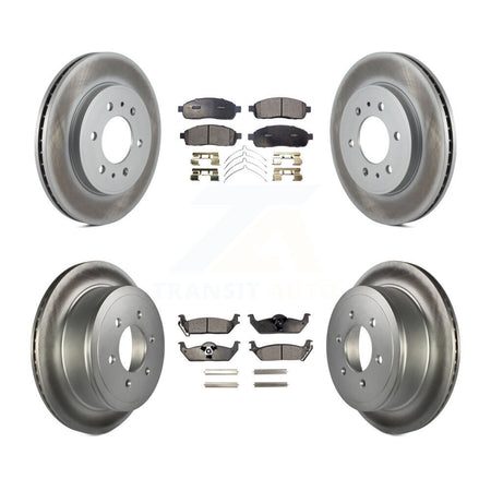 Front Rear Coated Disc Brake Rotors Ceramic Pad Kit For 2009 Ford F-150 With 6 Lug Wheels KGT-100710