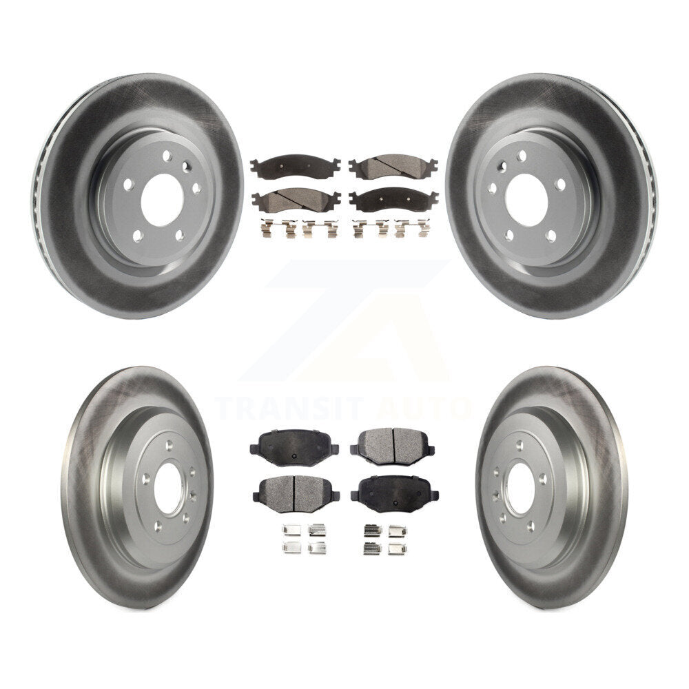 Front Rear Coated Disc Brake Rotors And Ceramic Pads Kit For 2010-2012 Ford Taurus SHO KGT-100711