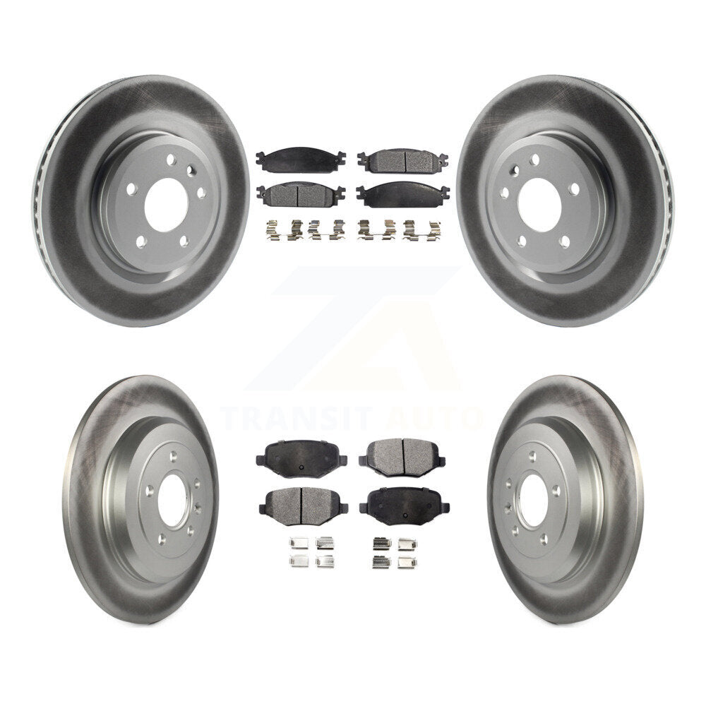 Front Rear Coated Disc Brake Rotors And Ceramic Pads Kit For 2009-2010 Lincoln MKS KGT-100712
