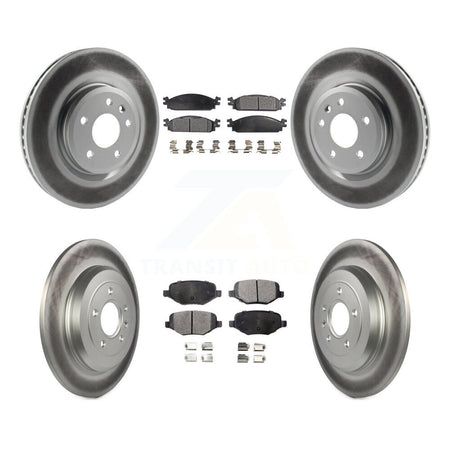 Front Rear Coated Disc Brake Rotors And Ceramic Pads Kit For 2009-2010 Lincoln MKS KGT-100712