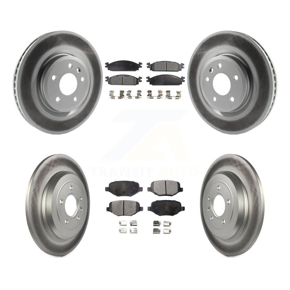 Front Rear Coated Disc Brake Rotors And Ceramic Pads Kit For 2009-2010 Lincoln MKS KGT-100712