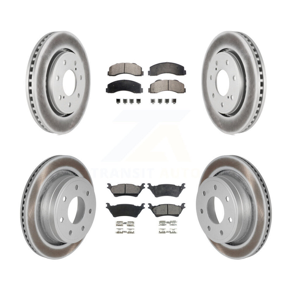 Front Rear Coated Brake Rotors Ceramic Pad Kit For 2012-2014 Ford F-150 With 7 Lug Wheels KGT-100717