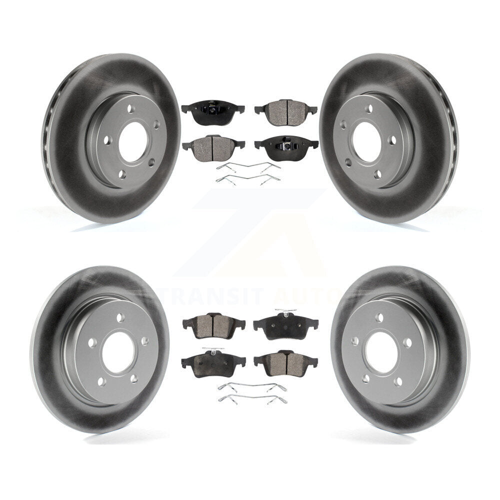 Front Rear Coated Disc Brake Rotors And Ceramic Pads Kit For Ford Focus KGT-100720