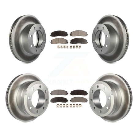 Front Rear Coated Disc Brake Rotors & Ceramic Pad Kit For Ford F-250 Super Duty F-350 4WD KGT-100728
