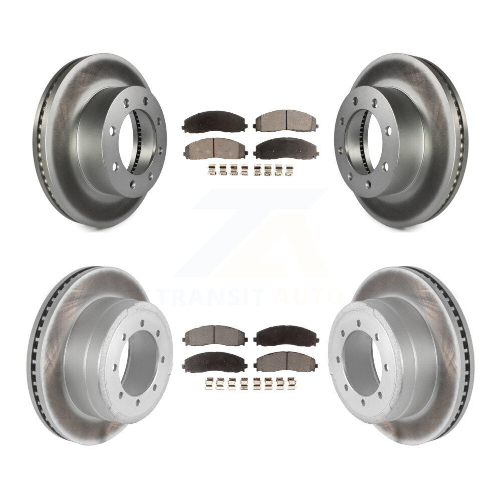 Front Rear Coated Disc Brake Rotors Ceramic Pad Kit For Ford F-350 Super Duty F-250 F-450 KGT-100729