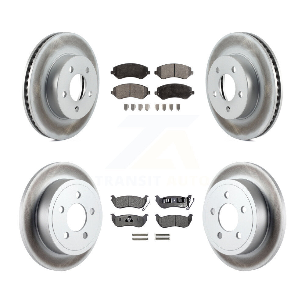 Front Rear Coated Disc Brake Rotors And Ceramic Pads Kit For 2003-2007 Jeep Liberty KGT-100750