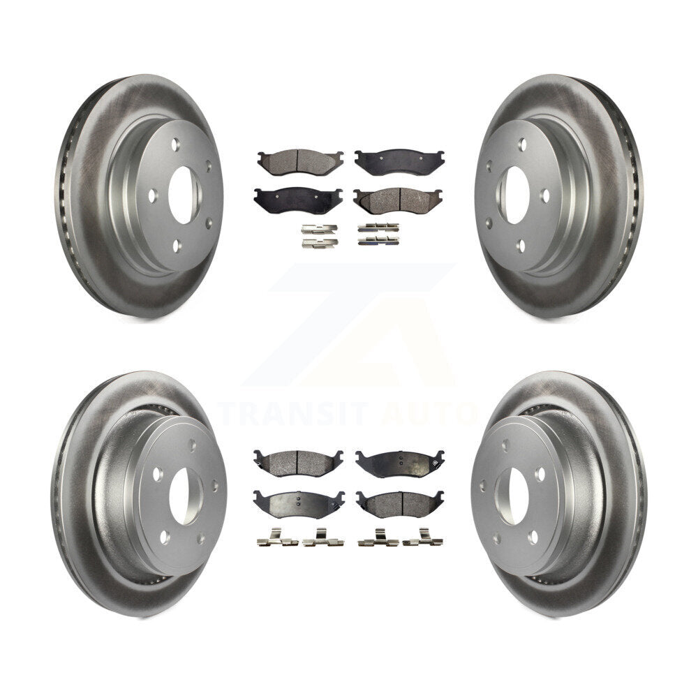 Front Rear Coated Disc Brake Rotors And Ceramic Pads Kit For Dodge Ram 1500 KGT-100756