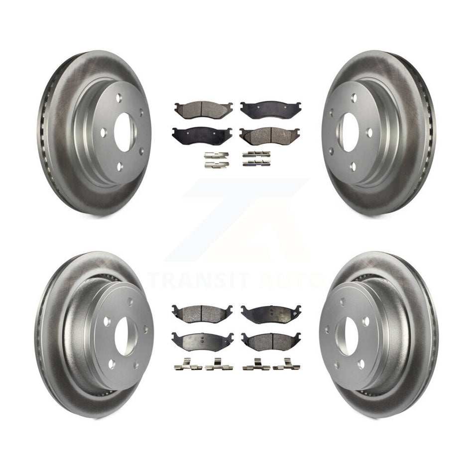 Front Rear Coated Disc Brake Rotors And Ceramic Pads Kit For Dodge Ram 1500 KGT-100756
