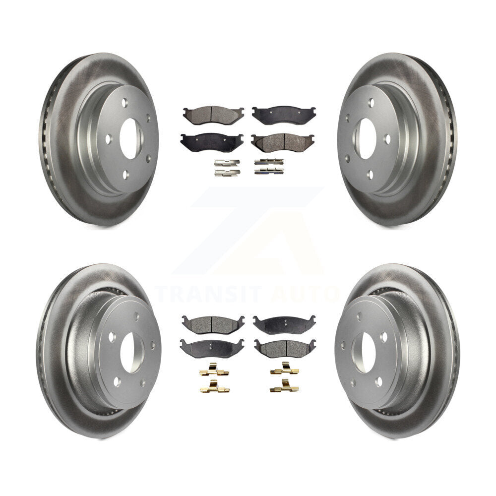 Front Rear Coated Disc Brake Rotors And Ceramic Pads Kit For Dodge Ram 1500 Durango KGT-100757