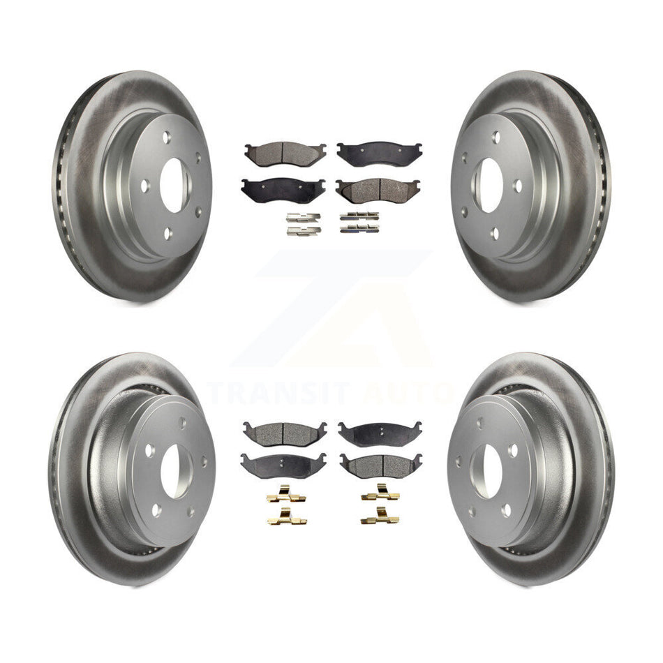 Front Rear Coated Disc Brake Rotors And Ceramic Pads Kit For Dodge Ram 1500 Durango KGT-100757