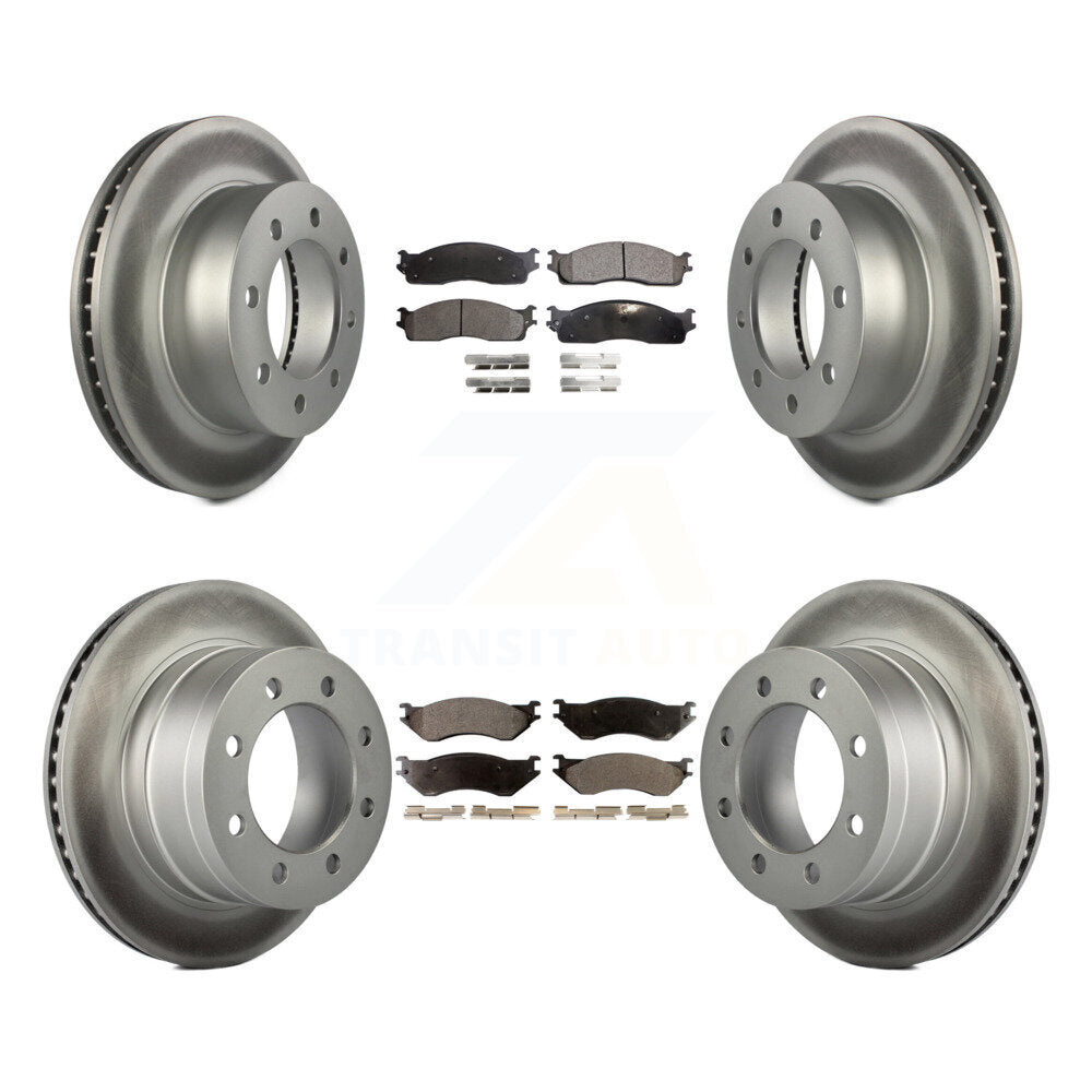Front Rear Coated Disc Brake Rotors And Ceramic Pads Kit For Dodge Ram 1500 3500 2500 KGT-100758