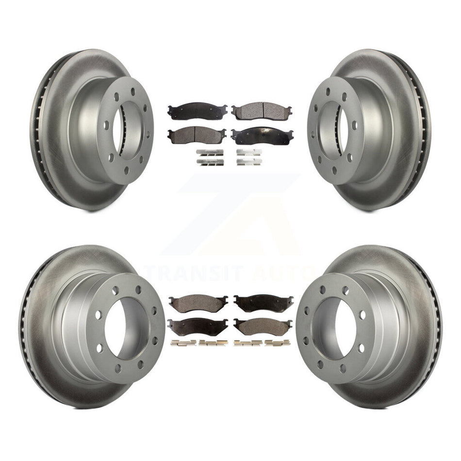 Front Rear Coated Disc Brake Rotors And Ceramic Pads Kit For Dodge Ram 1500 3500 2500 KGT-100758