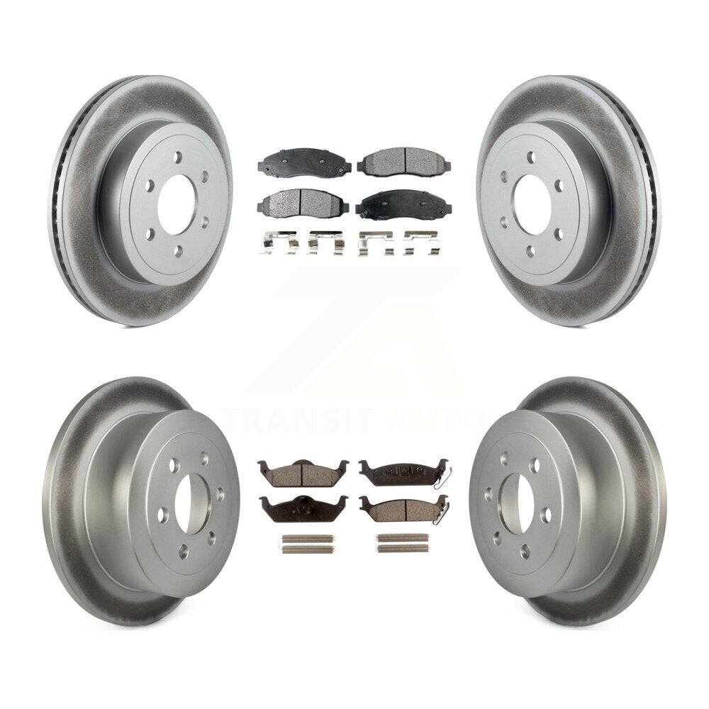 Front Rear Coated Disc Brake Rotors And Ceramic Pads Kit For 2003-2004 Dodge Dakota KGT-100759