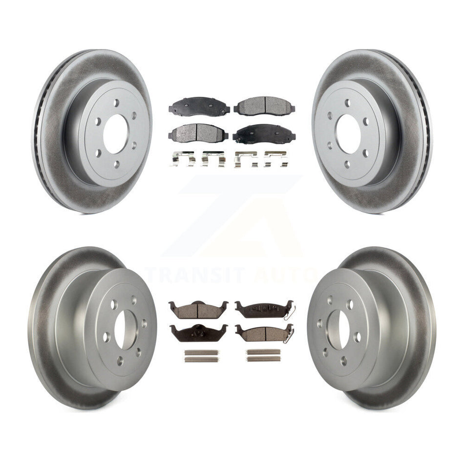 Front Rear Coated Disc Brake Rotors And Ceramic Pads Kit For 2003-2004 Dodge Dakota KGT-100759