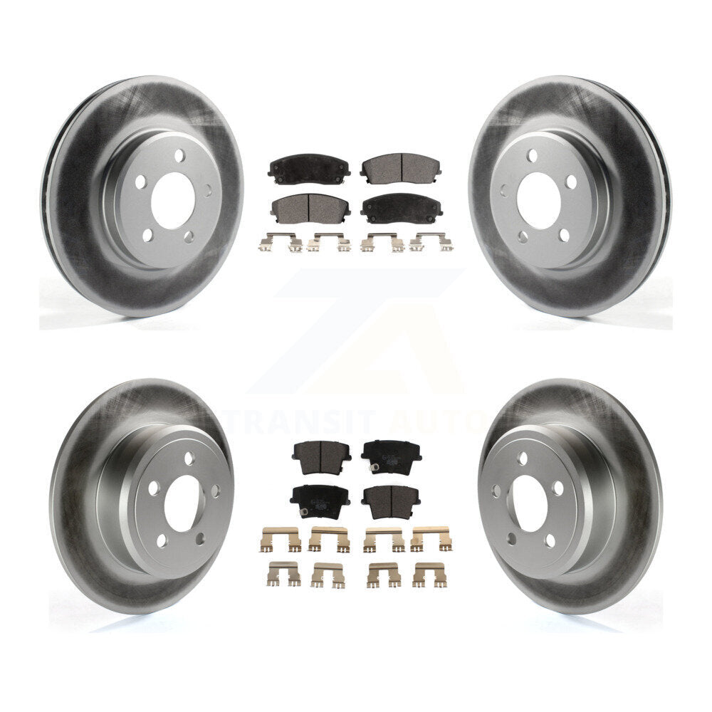 Front Rear Coated Brake Rotor & Ceramic Pad Kit For Dodge Charger Chrysler 300 Challenger KGT-100761