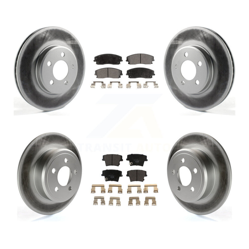 Front Rear Coated Brake Rotor & Ceramic Pad Kit For Dodge Charger Chrysler 300 Challenger KGT-100761