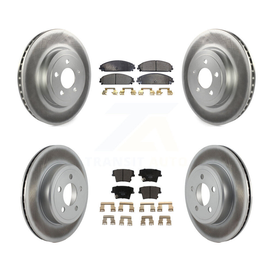 Front Rear Coated Brake Rotor & Ceramic Pad Kit For Dodge Charger Chrysler 300 Challenger KGT-100764